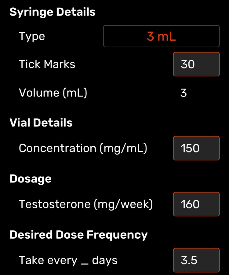 TRTCalc saved testosterone calculations